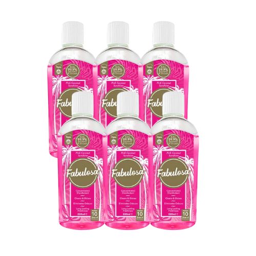 Fabulosa Pink Coconut Sunshine Concentrated Disinfectant 220ml Case of 6 Disinfectants Fabulosa   