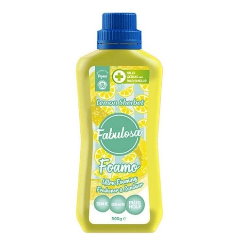 Fabulosa Foamo Sink Freshener & Sanitiser Fresh Lemon Sherbet 350g Drain & Sink Unblockers Fabulosa   