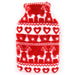 Red Fair isle Print Fleece Hot Water Bottle 1Litre Hot Water Bottles FabFinds   