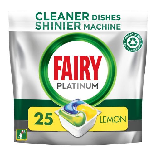 Fairy Platinum All In One Lemon Dishwasher Capsules 25 Pk Dishwasher Tablets & Rinse Aids Fairy   