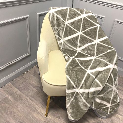 Coloroll Grey Geometric Faux Mink Throw 150cm x 200cm - FabFinds