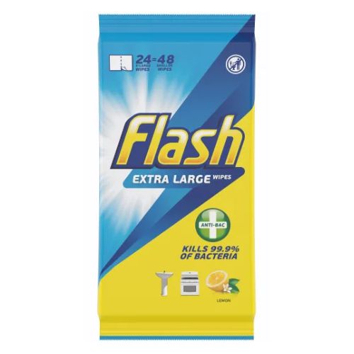 Flash Extra Large Lemon Antibacterial Cleaning Wipes 24 Pk Cleaning Wipes Flash   