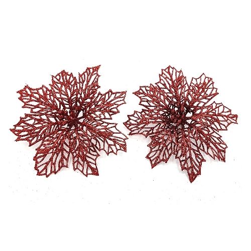 Christmas Glitter Clip Decorations 2 Pk Christmas Baubles, Ornaments & Tinsel FabFinds flower1-red  