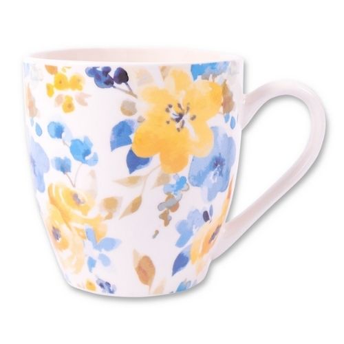 Blue & Yellow Floral Hugga Mug Mugs FabFinds   