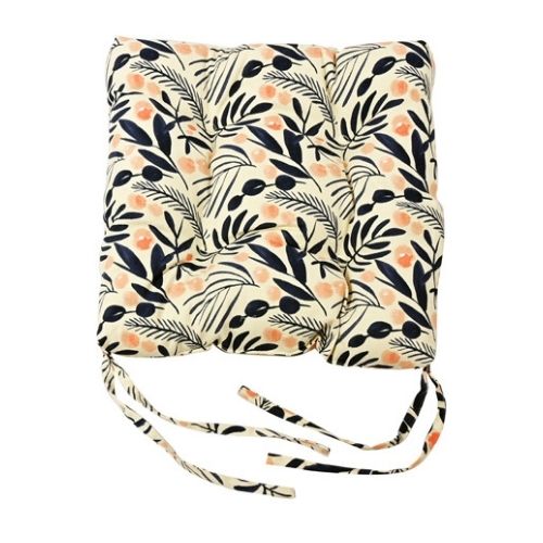 Navy & Pink Floral Seat Cushion Pad 40cm Cushions FabFinds   