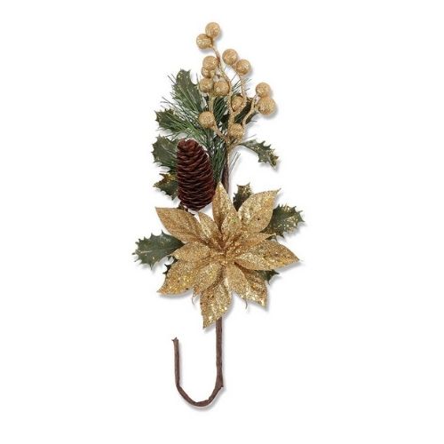 Decorative Glitter Flower & Pinecone Pick Christmas Garlands, Wreaths & Floristry FabFinds Gold  