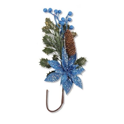 Decorative Glitter Flower & Pinecone Pick Christmas Garlands, Wreaths & Floristry FabFinds Blue  