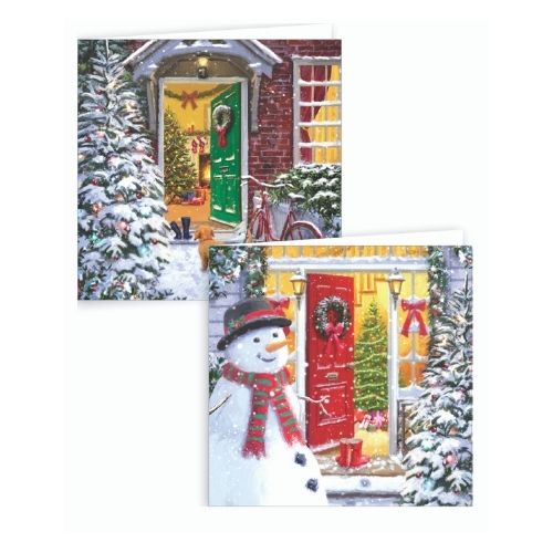 Front Door Boxed Christmas Cards 12 Pk Christmas Cards Gift Works   