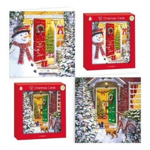 Festive Front Door Christmas Cards Assorted Designs 12 Pk Christmas Cards Giftmaker   