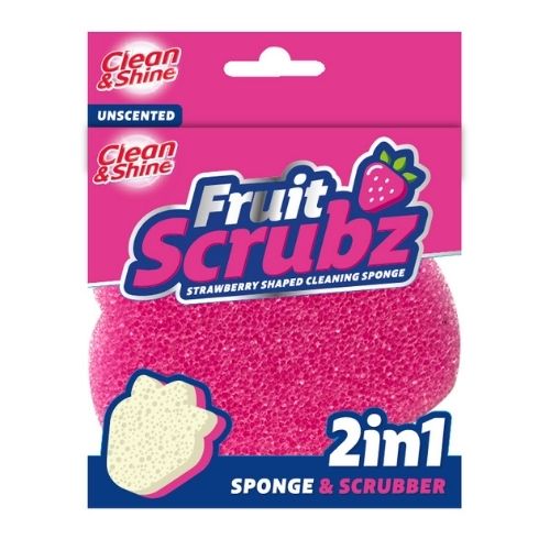 Clean & Shine Sponge Buddy 2-in-1 Sponge & Scrubber Assorted Cloths, Sponges & Scourers Clean & Shine Strawberry Shaped  