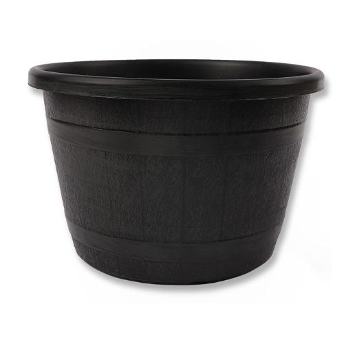 Garden Essentials Black Barrel Planter 12" Plant Pots & Planters Garden Essentials   