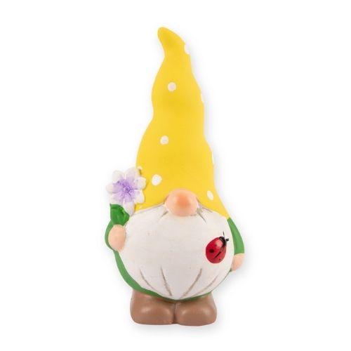 Tall Summer Garden Gnome Assorted Colours 23cm Garden Decor FabFinds Yellow Hat  