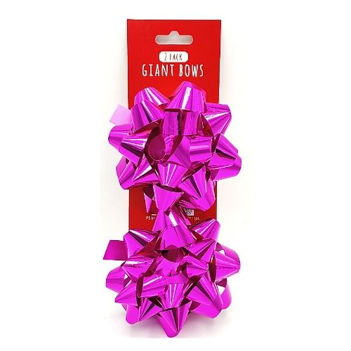 Christmas Giant Foil Gift Bows 2 Pack Assorted Colours Christmas Tags & Bows FabFinds Fushia  