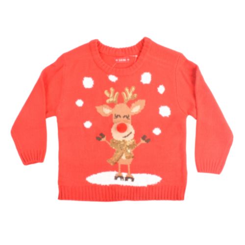 Girls Red Ruldolph Christmas Jumper Assorted Sizes Fabfinds