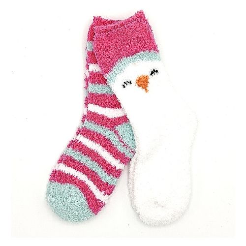 thumbnail image 2 of 2 Pairs Boys' Fluffy Socks – Snowman & Stars Designs, Warm & Cozy For Kids 2 of 5