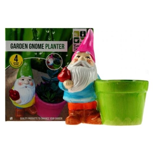Ceramic Gnome Garden Flower Pot Assorted Colours Garden Decor PMS   