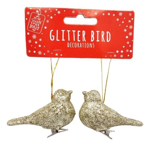 Glitter Bird Christmas Decorations Christmas Baubles, Ornaments & Tinsel FabFinds Gold  