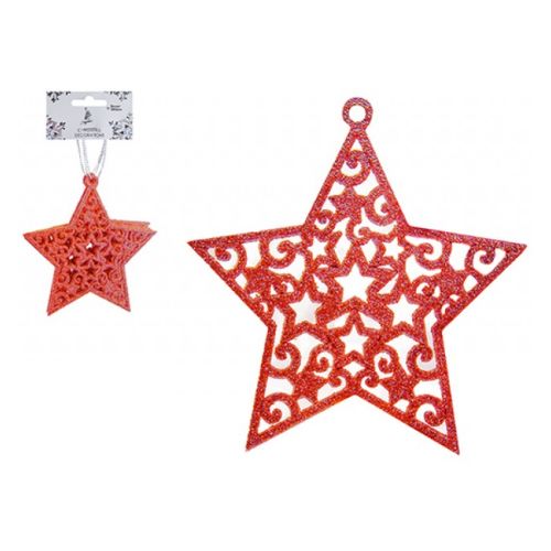 Glitter Star Hanging Christmas Decorations 6 Pack Assorted Colours Christmas Decorations Snow White Red  