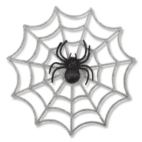 Glitter Spider Web Halloween Accessory Halloween Decorations FabFinds Silver  