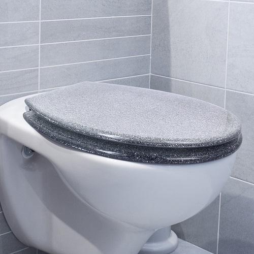 Grey Glitter Toilet Seat 42cm x 36.5cm Toilet Seats FabFinds   