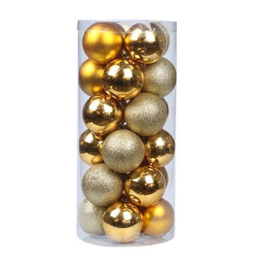 Shatterproof Mini Glitter Christmas Baubles 30mm 20 Pack Christmas Baubles, Ornaments & Tinsel FabFinds Gold  