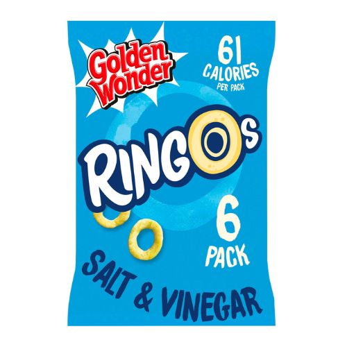 Golden Wonder Ringos Crisps Salt & Vinegar 6 Pack Crisps, Snacks & Popcorn Golden Wonder   