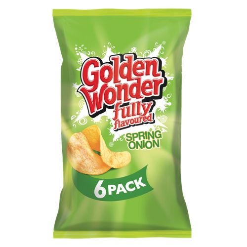 Golden Wonder Crisps Spring Onion 6 Pack Crisps, Snacks & Popcorn Golden Wonder   