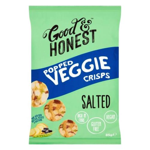 Good & Honest Popped Veggie Crisps Salted 85g Crisps, Snacks & Popcorn Good and Honest   