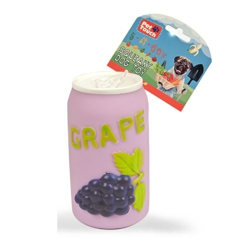 Fruity Drink Squeaky Dog Toy Assorted Designs Dog Toys Pet Touch Grape Pop Can  