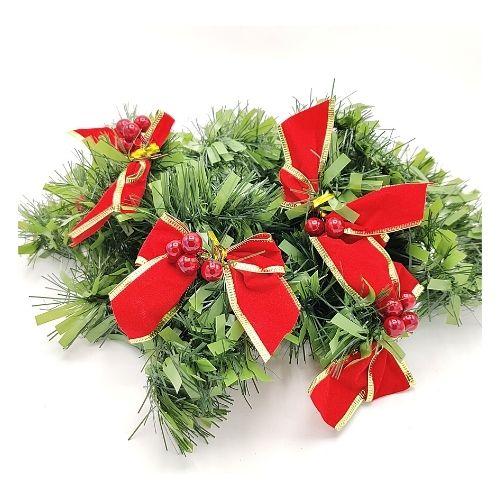 Christmas Bow Garland With Berries 3.5M Christmas Garlands, Wreaths & Floristry FabFinds   