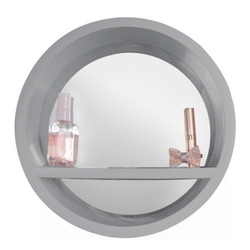Round Grey Mirror With Shelf Affordable Home Furnishings — FabFinds