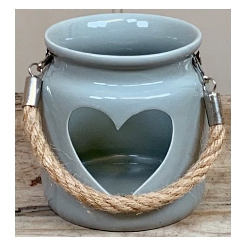 Ceramic Grey Heart Tealight Holder Christmas Candles & Holders FabFinds   