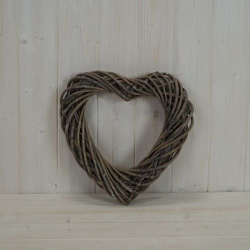 Grey Hanging Heart Willow Wreath Decoration 30cm Home Decoration The Satchville Gift Company   