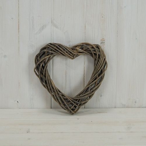 Grey Heart Willow Wreath 20cm Home Decoration The Satchville Gift Company   