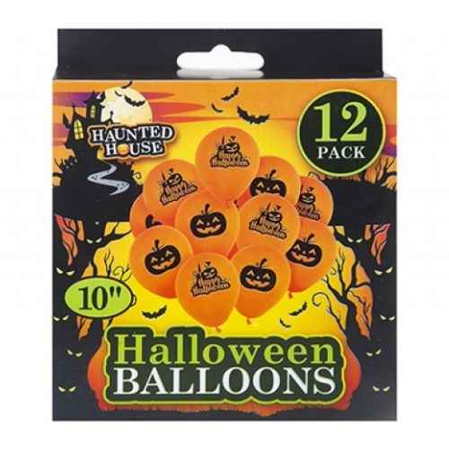 Printed Halloween Balloons 12 Pack 10" Halloween Decorations PMS   