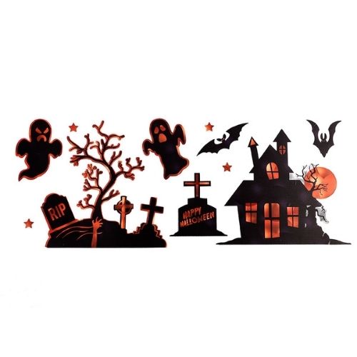 Self-Adhesive Holographic Halloween Wall Stickers Assorted Styles Halloween Decorations FabFinds Haunted House  