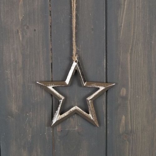 Handmade Silver Metal Star 12cm Christmas Decorations The Satchville Gift Company   