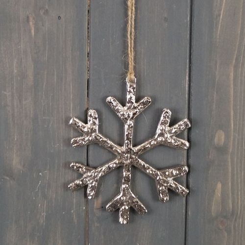 Christmas Metal Hanging Snowflake 12cm Christmas Decoration The Satchville Gift Company   