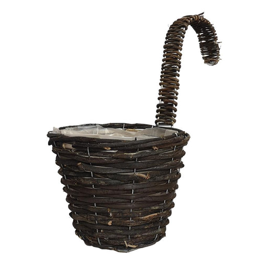 Small Wicker Over Fence Hanging Garden Basket Planter Plant Pots & Planters FabFinds Dark Brown  