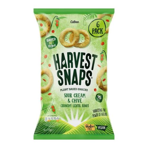 Harvest Snaps Sour Cream & Chive Crunchy Lentil Rings 6 Pk Crisps, Snacks & Popcorn Harvest Snaps   