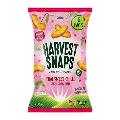 Harvest Snaps Thai Sweet Chilli Crispy Lentil Puffs 6 Pk Crisps, Snacks & Popcorn Harvest Snaps   