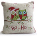Deck the Halls Christmas Owls Ho-Ho Embroidered Cushion Cushions FabFinds   