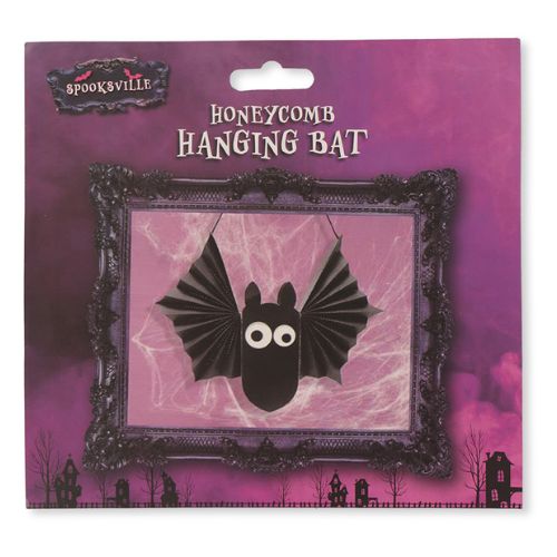 Honeycomb 3D Effect Hanging Bat Decoration Halloween Decorations FabFinds   