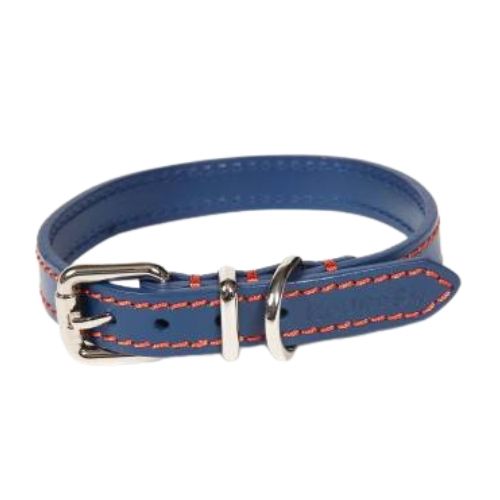 Hounds Chelsea Contrast Stitch Leather Collar Blue Dog Accessories Hounds Small  