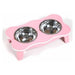 Hounds Wooden Stand with Stainless Steel Pet Bowls Assorted Colours Petcare Hounds Pink  