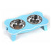 Hounds Wooden Stand with Stainless Steel Pet Bowls Assorted Colours Petcare Hounds Blue  