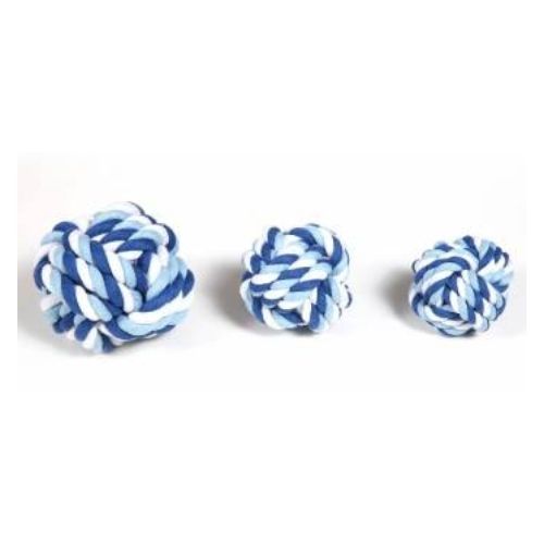 Hounds Blue & White Cotton Rope Woven Ball Dog Toy Dog Toys Hounds   