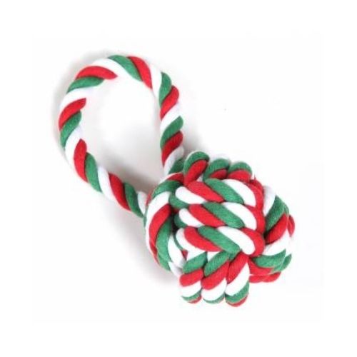 Hounds Red & Green Cotton Rope Woven Ball With Loop Dog Toy Dog Toys Hounds   