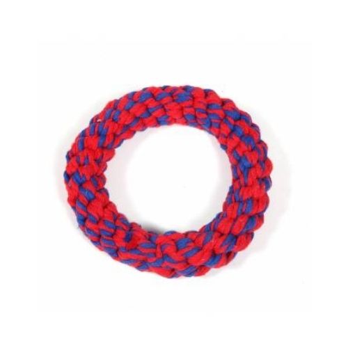 Hounds Multi-Coloured Cotton Rope Woven Ring Dog Toy Dog Toys Hounds Red & Blue  