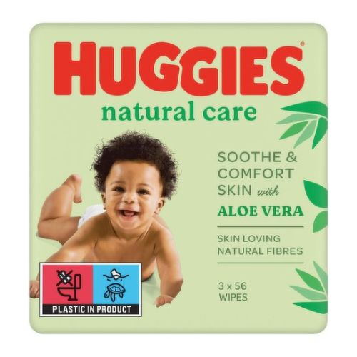 Huggies Natural Care Aloe Vera Cleansing Wipes 3 x 56 Pack Baby Wipes Huggies   